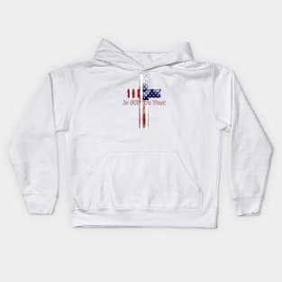 In God We Trust American Flag Cross Christian Design Kids Hoodie